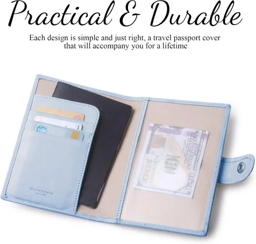 Miniatura 2 de Portapasaportes de cuero auténtico para pasaporte, con bloqueo Rfid - con compartimento para documentos de identificación