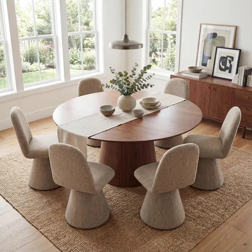 Miniatura 14 de DUOMAY Juego de 2 sillas de comedor giratorias de 360°, modernas de mediados de siglo, tapizadas con respaldo alto, base giratoria silenciosa, silla