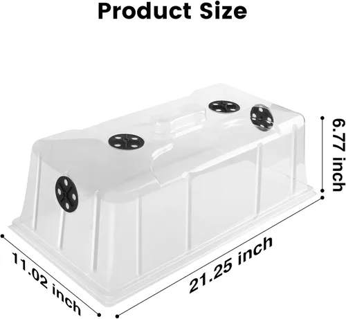 Miniatura 2 de MIXC Paquete de 10 cúpulas de humedad de 7" de altura de fuerza extra, cubiertas de bandejas de cultivo 1020, tapas con ventilación para clonación