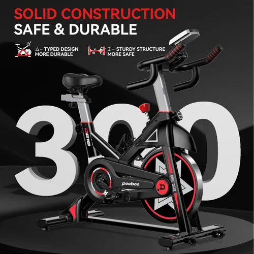 Miniatura 5 de pooboo - Bicicleta de ejercicio, bicicleta fija para gimnasio en casa, bicicleta de ciclismo de interior con cómodo cojín de asiento y soporte