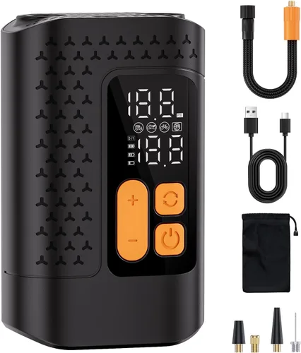 Electric Bike Pump, 160PSI Mini Bike Tire Pump, 4X Fast Bicycle Pump with Digital Pressure Gauge, Bike Air Pump for Mountain Bike, Moto, Car and