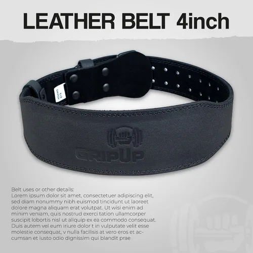 Miniatura 2 de Cinturón de cuero para levantamiento de pesas para hombres y mujeres, 4 y 6 pulgadas de ancho, cinturón de gimnasio resistente para levantamiento