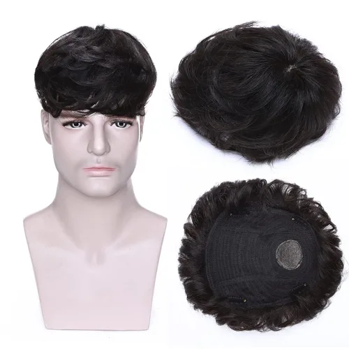 Miniatura 11 de MY-LADY Toupee - Piezas de cabello para hombre, 6.3 x 7.5 pulgadas, sistema de reemplazo de cabello humano real, con clip, color marrón oscuro