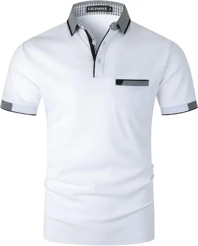 LIUPMWE Camisas tipo polo de manga corta para hombre, estilo casual, de algodón, con cuello