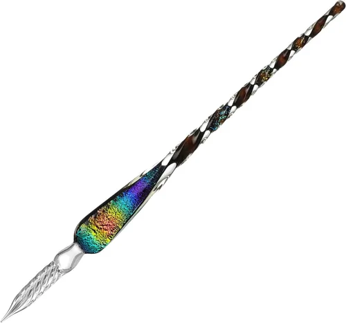 Molshine - Pluma de inmersión de cristal de borosilicato hecha a mano de alta calidad, pluma para firmas, transparente, regalo empresarial, Negro