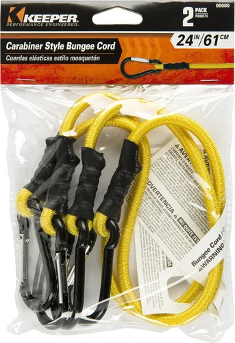 Miniatura 4 de Keeper - Cuerda elástica de mosquetón de 24 pulgadas, paquete de 2 - Resistente a los rayos UV y a la intemperie