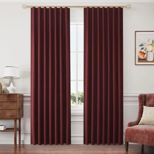 Miniatura 43 de Joywell 2 cortinas opacas 100%, lino, beige natural, trabillas traseras/cinta con ganchos, aislantes, de dormitorio, comedor, sala, puerta corrediza