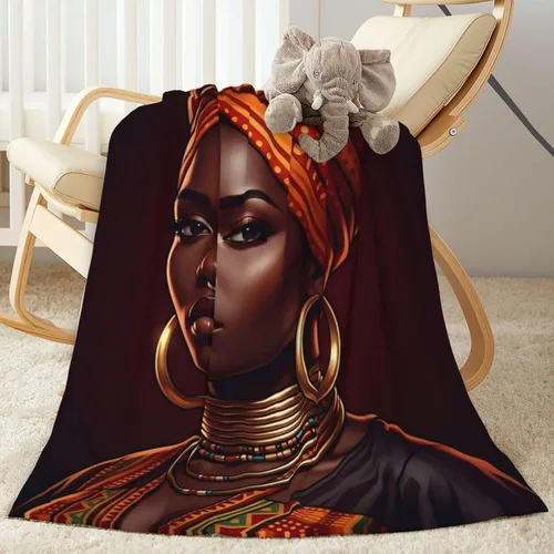 African American Black Woman Fleece Throw Blanket Ultra Soft Cozy Decorative Flannel Blanket for Home Bed Couch Chair Travel 40x30in