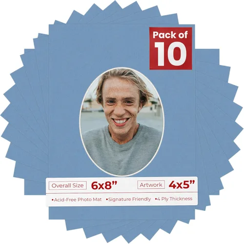 Miniatura 98 de Alfombrilla de 6 x 8 pulgadas, corte biselado para fotos de 4 x 5 pulgadas, diseño ovalado de color gris medio, sin ácidos, mate para proteger tus