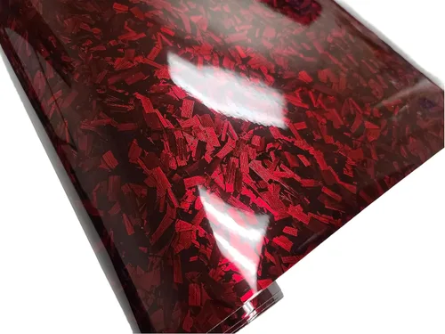 Miniatura 2 de Rollo de vinilo forjado de fibra de carbono forjado mate brillante CF negro y rojo para automóvil, liberación de aire, sin burbujas