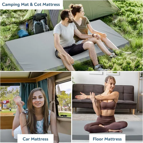 Miniatura 5 de Almohadilla de colchón de espuma viscoelástica para catre de campamento, almohadilla de dormir de 3 pulgadas de grosor con funda impermeable, 72 x