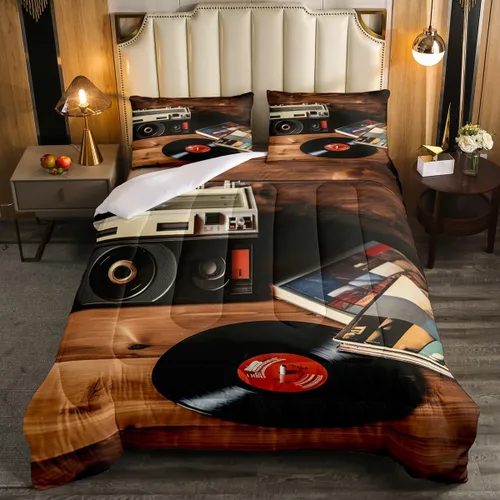 Miniatura 17 de Juego de edredón de cine tamaño individual, ropa de cama vintage de cine para niños, niñas y adultos, juego de edredón de palomitas de maíz