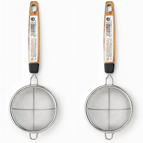 Miniatura 2 de JapanBargain 2459 Colador de té de malla fina con asa de acero inoxidable pequeño tamiz para bebidas, cócteles, café y matcha, paquete de 2