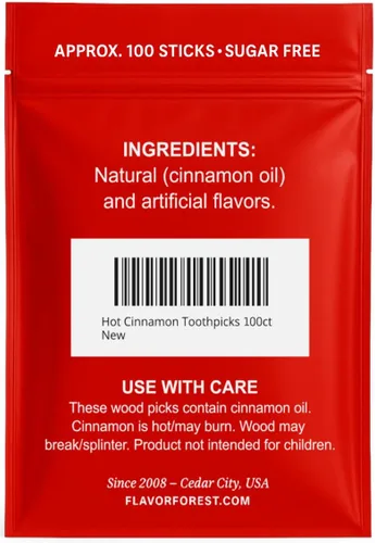 Miniatura 2 de Palillos de dientes con sabor a canela caliente (forma plana) 100ct