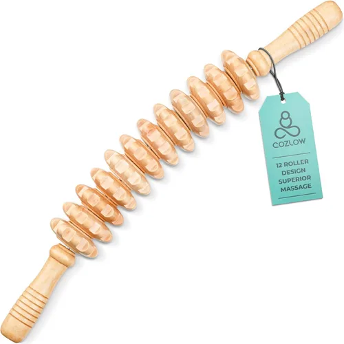 COZLOW Rodillo de masaje de madera (12 rodillos) – Herramienta de masaje de terapia de madera curvada para esculpir el cuerpo, liberación de fascia