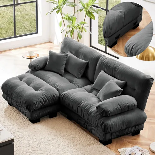 Miniatura 25 de KEIKI Sofá modular de 94 pulgadas con 4 almohadas, cómodo juego de sofá biplaza Cloud para sofá de asiento profundo suave y profundo, sofá biplaza