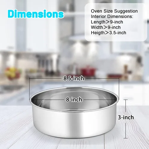 Miniatura 2 de P&P CHEF - Juego de moldes para tartas de 8 pulgadas, moldes redondos para hornear de acero inoxidable para capas, moldes para tartas de cumpleaños
