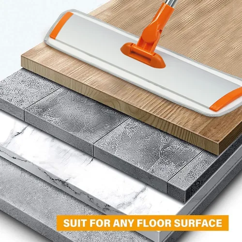 Miniatura 6 de Trapeador plano de microfibra húmedo-seco con mango ajustable de acero inoxidable de 51 pulgadas, 4 almohadillas reutilizables para trapear húmedo