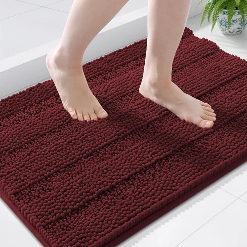 Miniatura 267 de Grandaily Alfombras de baño de felpilla a rayas de 24 x 16 pulgadas, extra gruesas y suaves, absorbentes, parte trasera de goma, alfombra de ducha