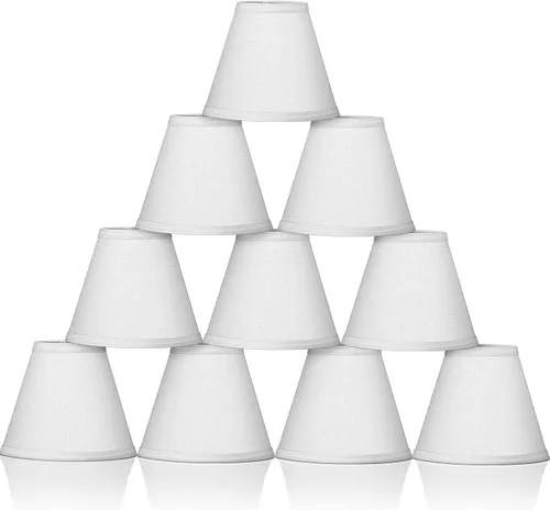 Macarrie - Juego de 10 pantallas pequeñas para lámpara en forma de barril, cubierta de tela para lámpara de mesa, de pie, de pared, clip-on, 3" x 6"
