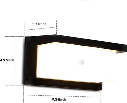 Miniatura 3 de iKenta Luces de porche al aire libre con sensor de movimiento, 18 W, 6000 K, IP65, impermeable, iluminación exterior para exteriores, aplique