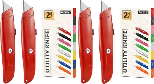 Miniatura 8 de DIYSELF Paquete de 2 cuchillos utilitarios, cortador retráctil, resistente (naranja)