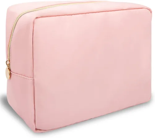 Miniatura 106 de izuzta Bolsa de maquillaje pequeña de nylon para bolso, linda bolsa de cosméticos con cremallera, bolsa de maquillaje preppy, Azul, Mini 2-Azul