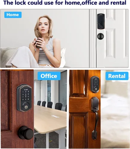 Miniatura 4 de SCYAN D1 - Cerradura de seguridad inteligente, cerrojo de seguridad con teclado de pantalla táctil, cerradura de puerta de entrada sin llave