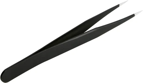 Miniatura 3 de Aoje-Link ESD-10 - Pinzas profesionales con tecnología de precisión antiestática, punta recta no magnética, revestimiento de plástico de acero