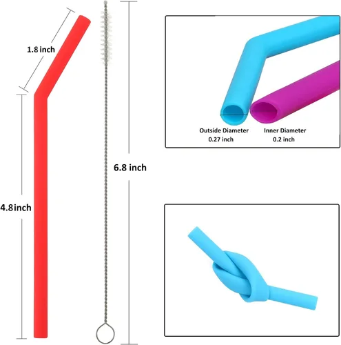 Miniatura 2 de Pajitas de silicona reutilizables para niños pequeños y niños – 6 popotes flexibles para bebidas cortas de 6.6 pulgadas para vasos Yeti/Rtic/Ozark 6