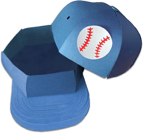 All Year Round Designs Caja de regalo para gorra de béisbol (2 juegos), piezas de caja de regalo de gorra de béisbol azul, idea de regalo de kit de