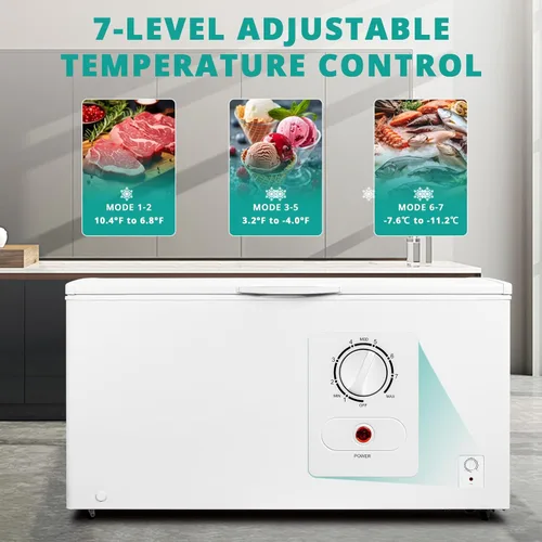 Miniatura 5 de SMETA Congelador de pecho de 14.0 pies cúbicos, puerta superior de congelador grande profundo con cesta extraíble, termostato ajustable, 4 ruedas