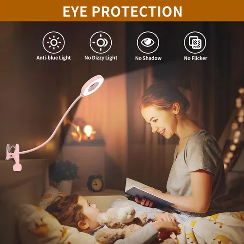 Miniatura 4 de Lámpara de escritorio iZELL, [3 modos de color y 10 niveles de brillo] luz LED de lectura con abrazadera, brazo flexible de silicona, luz de libro