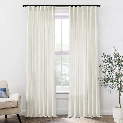 Miniatura 11 de XTMYI - Cortinas transparentes de 54 pulgadas de largo, juego de 2 paneles para baño, cortinas cortas de lino y algodón con semi privacidad