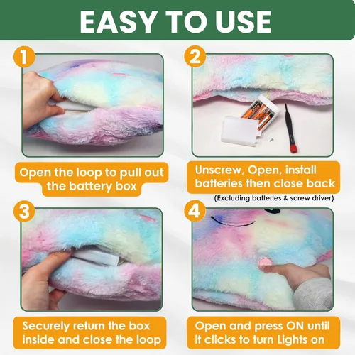 Miniatura 6 de Almohada de felpa con luces parpadeantes de 15 pulgadas de alta calidad, juguetes sensoriales para niños con autismo, decoración de habitación
