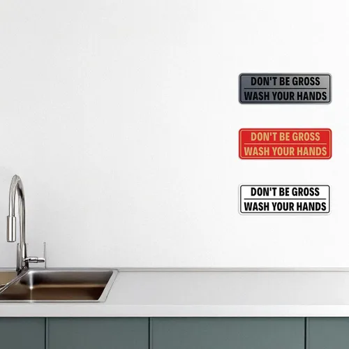 Miniatura 6 de Letrero estándar para puerta o pared, diseño de "Don't Be Gross ("Wash Your Hands"), color negro, mediano