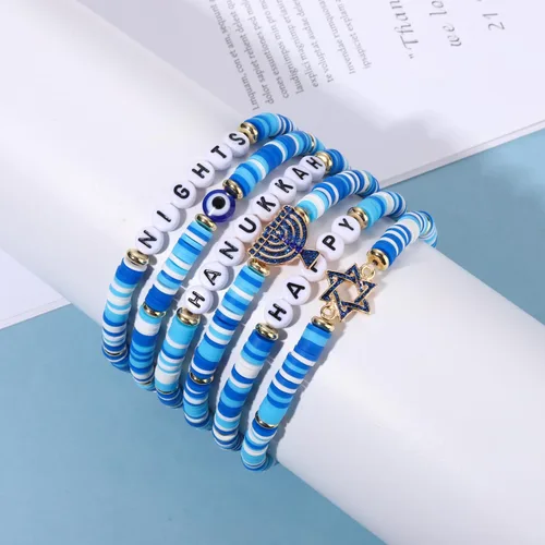 Miniatura 164 de Surfer Heishi - Pulseras apilables para mujer, apilables, de vinilo arcoíris, disco de arcilla, pulseras elásticas para la amistad, joyería bohemia