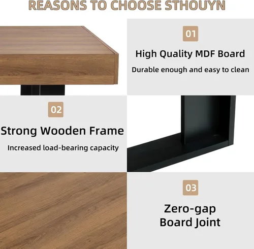 Miniatura 8 de STHOUYN Mesa de comedor extensible de 63 a 79 pulgadas, moderna mesa de cocina de madera de granja, mesa de comedor larga expandible para 6, 8 y 10