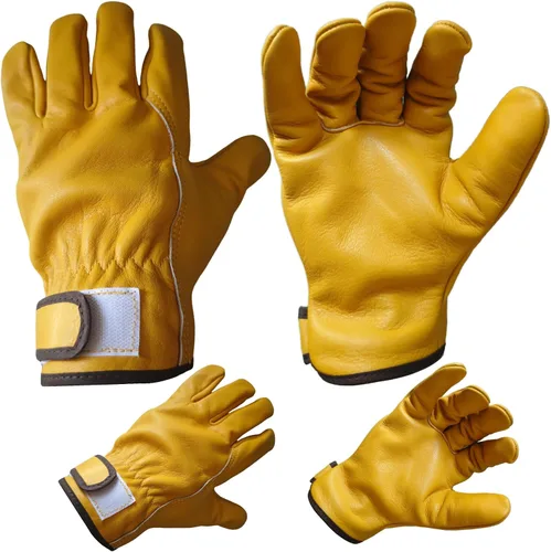 Miniatura 7 de 2 Pairs Cow Grain Leather Work Gloves for Men and Women