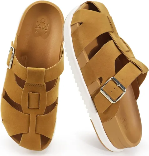 Miniatura 10 de KuaiLu Sandalias tipo zueco para mujer con soporte de arco cómodo, plataforma elegante, cojín de espuma viscoelástica, sandalias elegantes