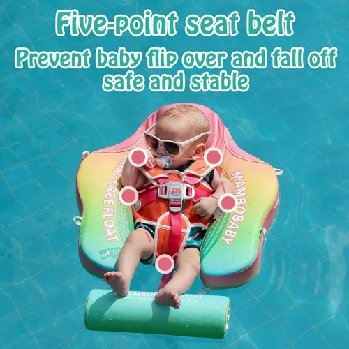 Miniatura 5 de Mambobaby Flotador con toldo y cola - Flotador para bebé con toldo, entrenador de natación infantil no inflable mejorado, toldo UPF+, arnés