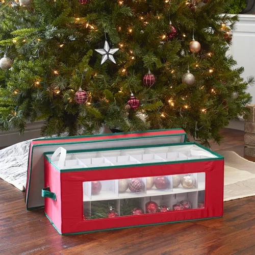 Miniatura 12 de Household Essentials Caja de almacenamiento para adornos, 36 piezas con divisores, resistente y apilable con asas y ventana de plástico
