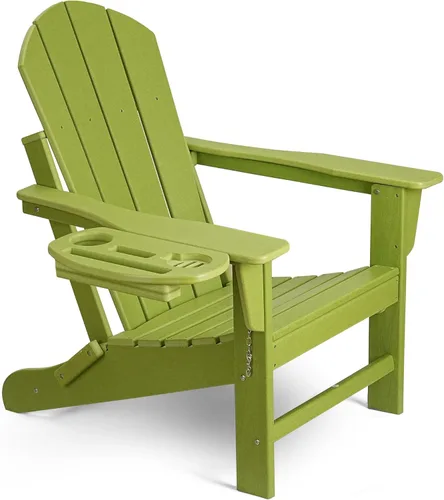 Miniatura 25 de NAVINE Juego de 2 sillas Adirondack plegables de polietileno de alta densidad con portavasos multifuncional, resistente a la intemperie, para Blanco