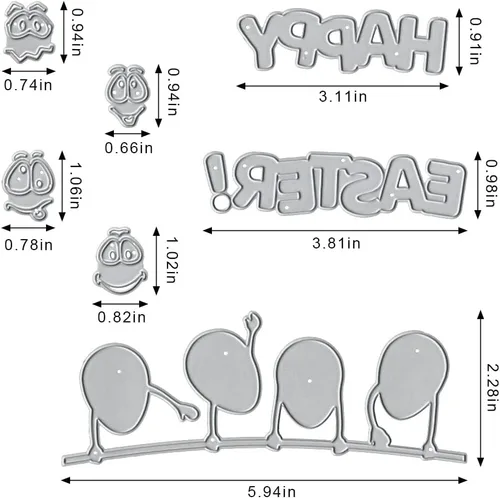 Miniatura 2 de Troqueles de metal para hacer tarjetas, lindos huevos de dibujos animados de Pascua, para colgar fondo, palabras, troqueles de corte para decoración