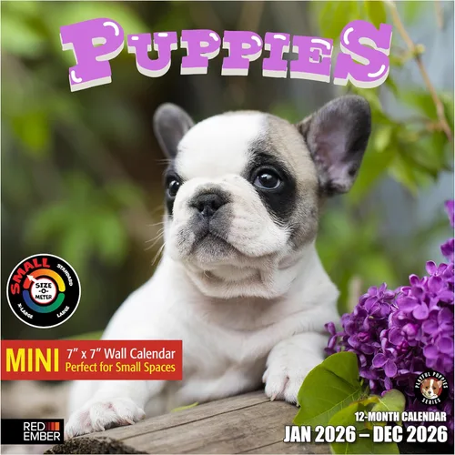 Miniatura 28 de RED EMBER Calendario de pared 2025 con diseño de cachorros de 12 meses, 12 x 24 pulgadas, abierto, papel grueso y resistente, para regalo