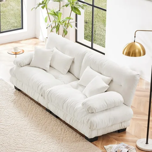 Miniatura 64 de Otomana beige para sofá modular modular, sofá individual, asiento otomano para sofá modular convertible, sofás de terciopelo para sala de estar