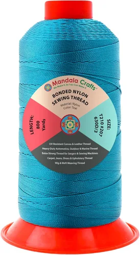 Miniatura 203 de Mandala Crafts - Hilo de nailon para coser cuero, tapicería, mezclilla y para trenzar el pelo; resistente, 1500 yardas, tamaño 69 T70 Marrón