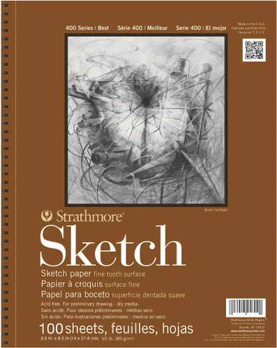 Strathmore Serie 400 - Cuaderno para bocetos, 14 x 21.6 cm, 100 hojas - Cuaderno de bocetos para artistas, dibujo, ilustración, estudiantes de clase