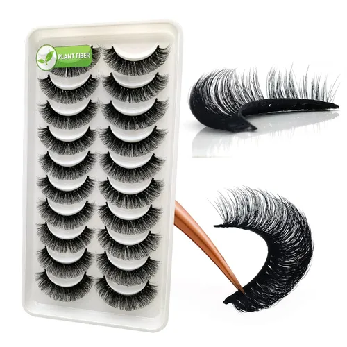 Miniatura 22 de 10 pares de pestañas rusas 3D voluminosas, con curvatura DD, pestañas postizas de visón sintético, pestañas de 19/32 de pulgada que parecen S09