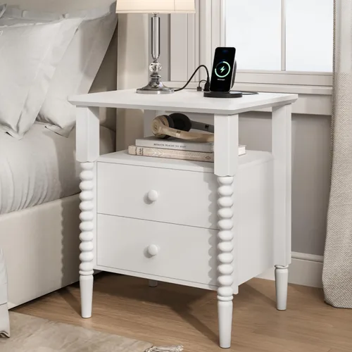 Miniatura 10 de JOINICE Juego de Dormitorio Moderno de Mediados de Siglo, Cómoda de 6 Cajones y Juegos de Mesitas de Noche para Dormitorio, Juego de Mesitas